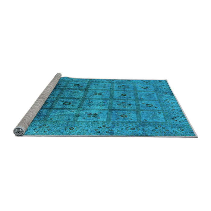Sideview of Machine Washable Oriental Light Blue Industrial Rug, wshurb1605lblu