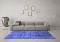 Machine Washable Oriental Blue Industrial Rug, wshurb1605blu