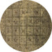 Round Oriental Brown Industrial Rug, urb1605brn