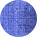 Round Oriental Blue Industrial Rug, urb1605blu