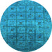 Round Oriental Light Blue Industrial Rug, urb1605lblu