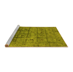 Sideview of Machine Washable Oriental Yellow Industrial Rug, wshurb1605yw