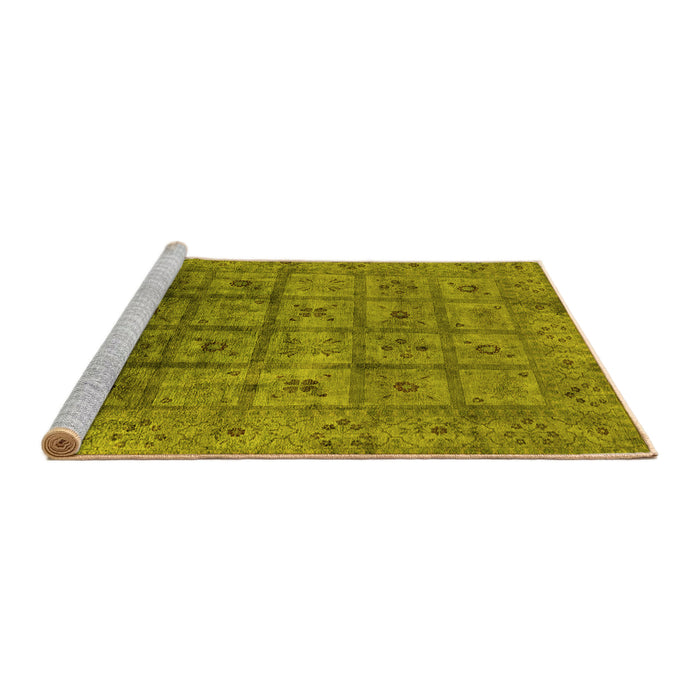 Sideview of Machine Washable Oriental Yellow Industrial Rug, wshurb1605yw