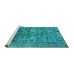 Sideview of Machine Washable Oriental Turquoise Industrial Area Rugs, wshurb1605turq