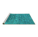 Sideview of Machine Washable Oriental Turquoise Industrial Area Rugs, wshurb1605turq