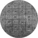 Round Machine Washable Oriental Gray Industrial Rug, wshurb1605gry