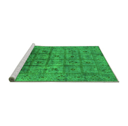 Sideview of Machine Washable Oriental Green Industrial Area Rugs, wshurb1605grn