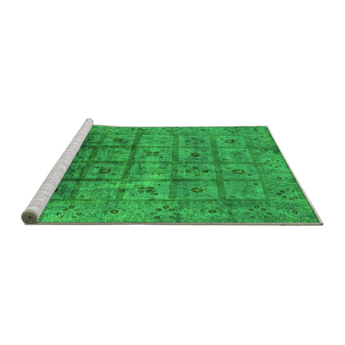 Sideview of Machine Washable Oriental Green Industrial Area Rugs, wshurb1605grn
