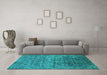 Machine Washable Oriental Turquoise Industrial Area Rugs in a Living Room,, wshurb1605turq