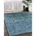 Mid-Century Modern Greenish Blue Green Oriental Rug in Family Room, urb1605