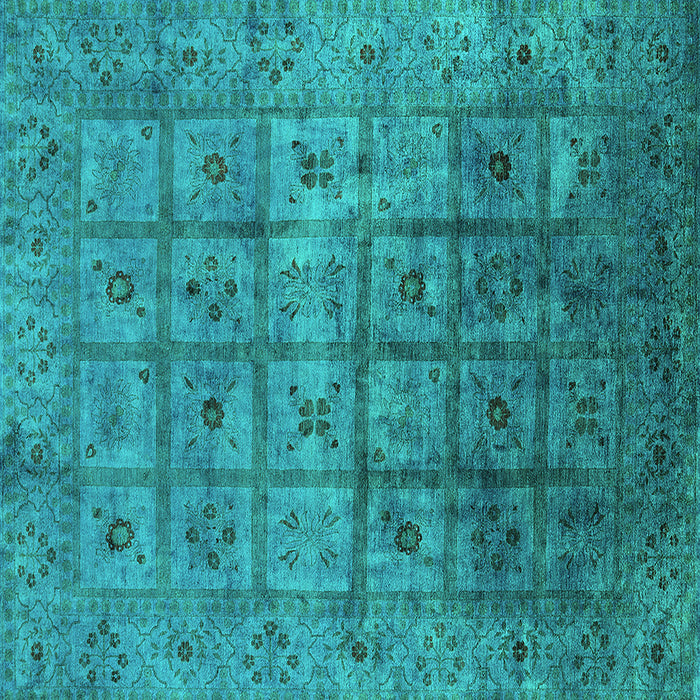 Square Machine Washable Oriental Turquoise Industrial Area Rugs, wshurb1605turq