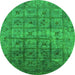 Round Oriental Green Industrial Rug, urb1605grn