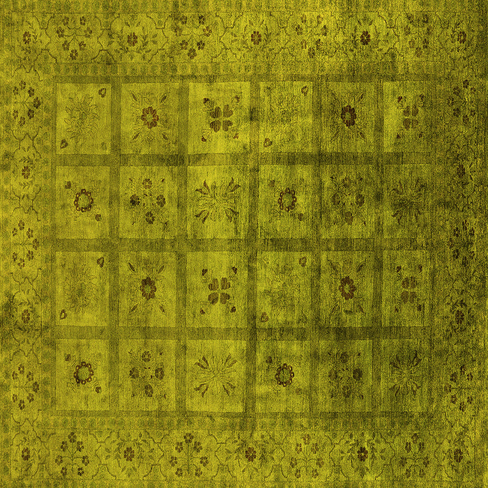 Square Machine Washable Oriental Yellow Industrial Rug, wshurb1605yw