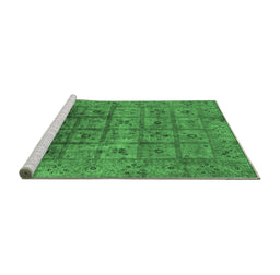 Sideview of Machine Washable Oriental Emerald Green Industrial Area Rugs, wshurb1605emgrn