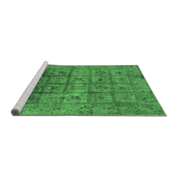 Sideview of Machine Washable Oriental Emerald Green Industrial Area Rugs, wshurb1605emgrn