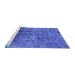 Sideview of Machine Washable Oriental Blue Industrial Rug, wshurb1605blu