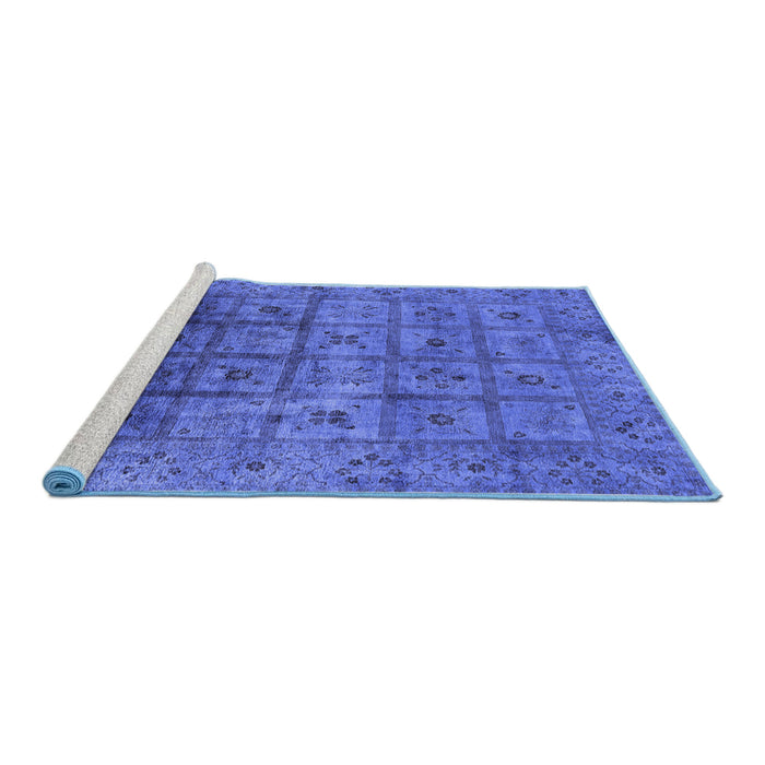 Sideview of Machine Washable Oriental Blue Industrial Rug, wshurb1605blu