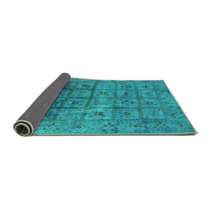 Sideview of Oriental Turquoise Industrial Rug, urb1605turq