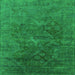 Square Machine Washable Oriental Green Industrial Area Rugs, wshurb1606grn