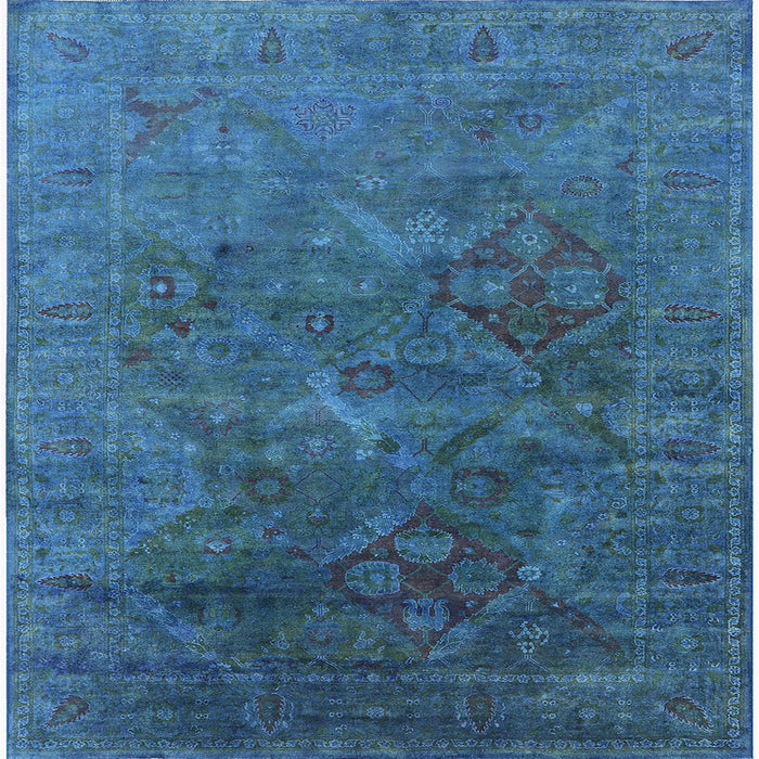 Square Machine Washable Industrial Modern Blue Ivy Blue Rug, wshurb1606