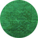 Round Oriental Green Industrial Rug, urb1606grn