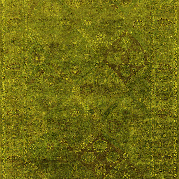 Machine Washable Oriental Yellow Industrial Rug, wshurb1606yw