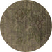 Round Oriental Brown Industrial Rug, urb1606brn