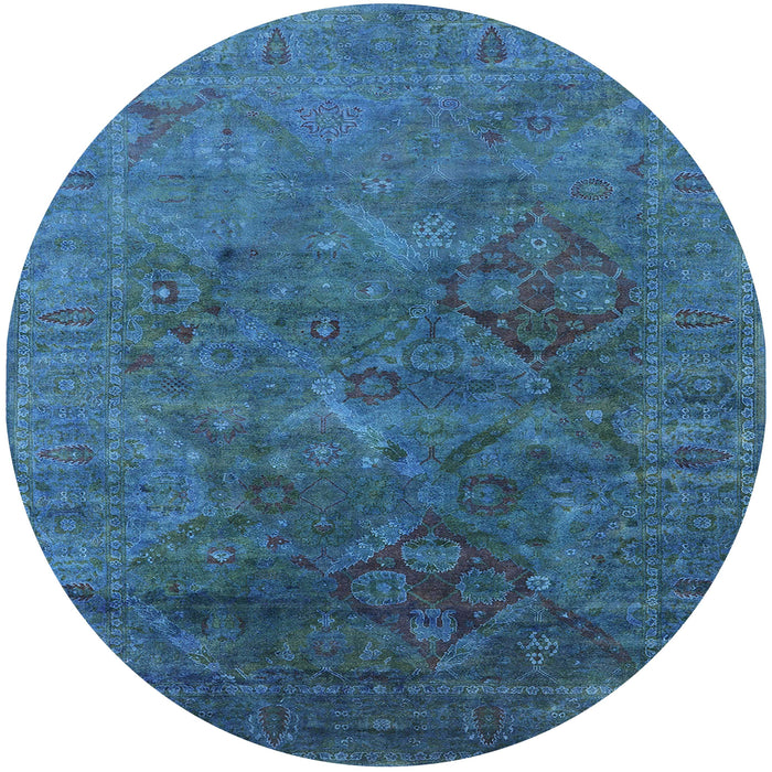 Round Mid-Century Modern Blue Ivy Blue Oriental Rug, urb1606