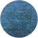 Round Mid-Century Modern Blue Ivy Blue Oriental Rug, urb1606