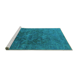 Sideview of Machine Washable Oriental Turquoise Industrial Area Rugs, wshurb1606turq