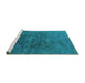 Sideview of Machine Washable Oriental Turquoise Industrial Area Rugs, wshurb1606turq