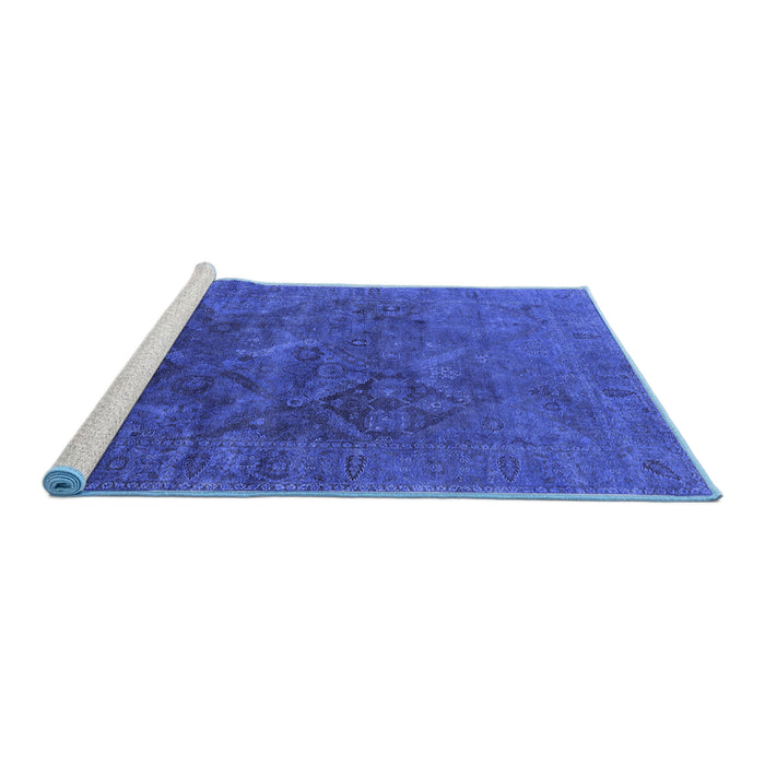 Sideview of Machine Washable Oriental Blue Industrial Rug, wshurb1606blu