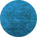 Round Oriental Light Blue Industrial Rug, urb1606lblu