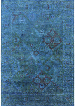 Machine Washable Industrial Modern Blue Ivy Blue Rug, wshurb1606