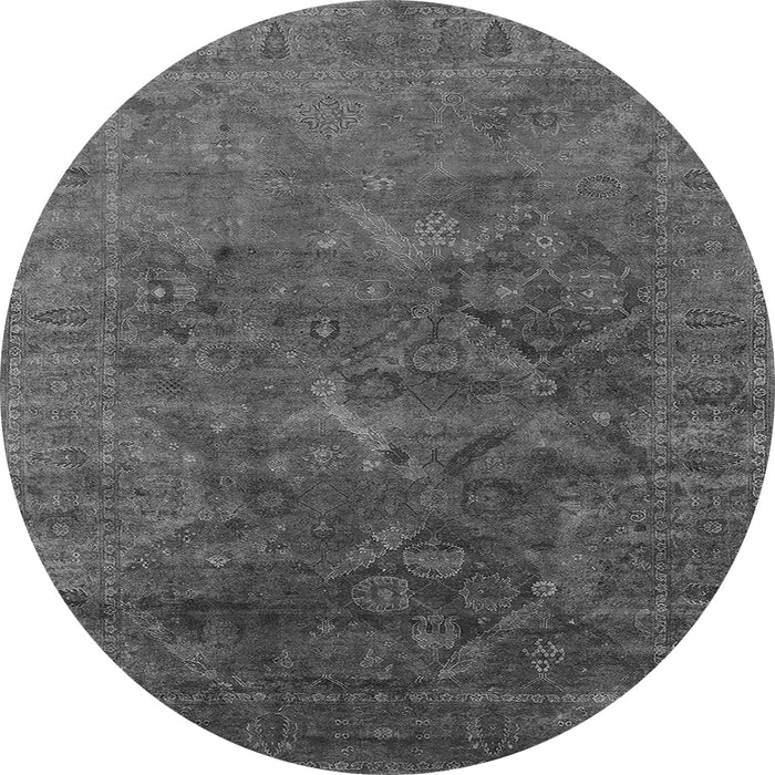 Round Machine Washable Oriental Gray Industrial Rug, wshurb1606gry