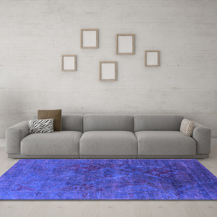 Machine Washable Oriental Purple Industrial Area Rugs in a Living Room, wshurb1606pur