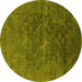 Round Oriental Yellow Industrial Rug, urb1606yw