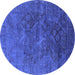 Round Oriental Blue Industrial Rug, urb1606blu