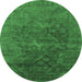 Round Oriental Emerald Green Industrial Rug, urb1606emgrn