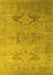 Machine Washable Oriental Yellow Industrial Rug, wshurb1607yw