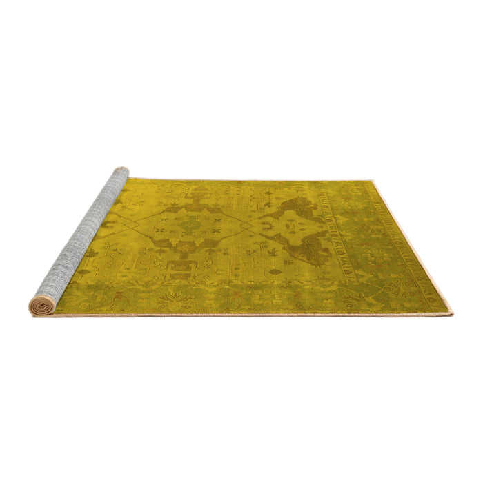 Sideview of Machine Washable Oriental Yellow Industrial Rug, wshurb1607yw