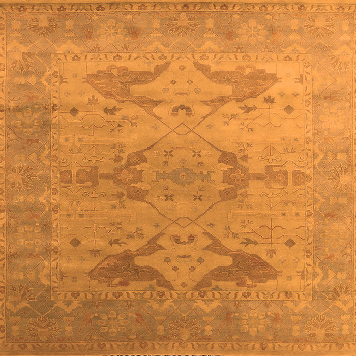 Square Machine Washable Oriental Orange Industrial Area Rugs, wshurb1607org