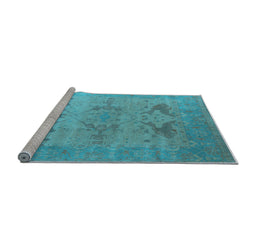 Sideview of Machine Washable Oriental Light Blue Industrial Rug, wshurb1607lblu