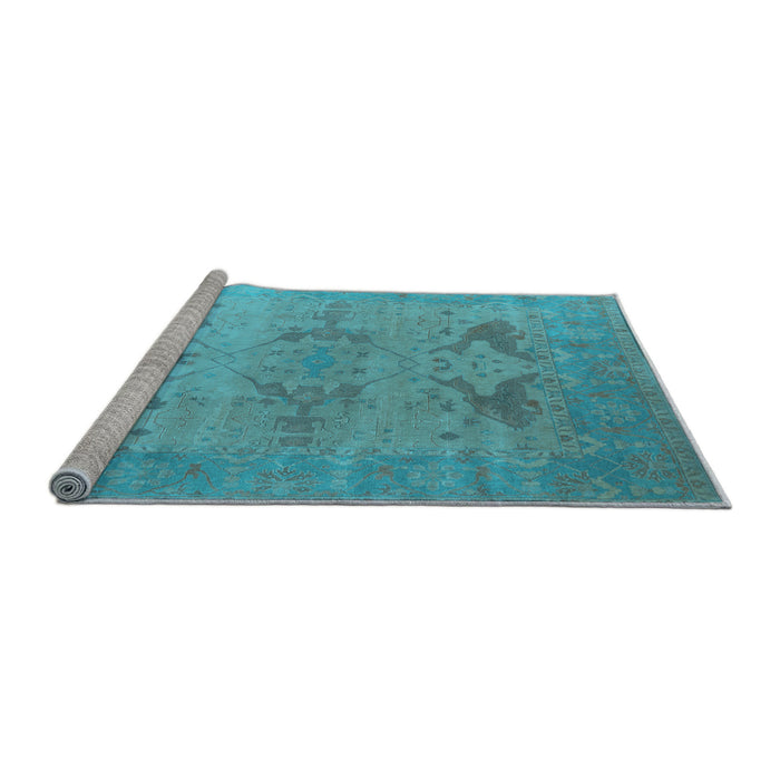 Sideview of Machine Washable Oriental Light Blue Industrial Rug, wshurb1607lblu
