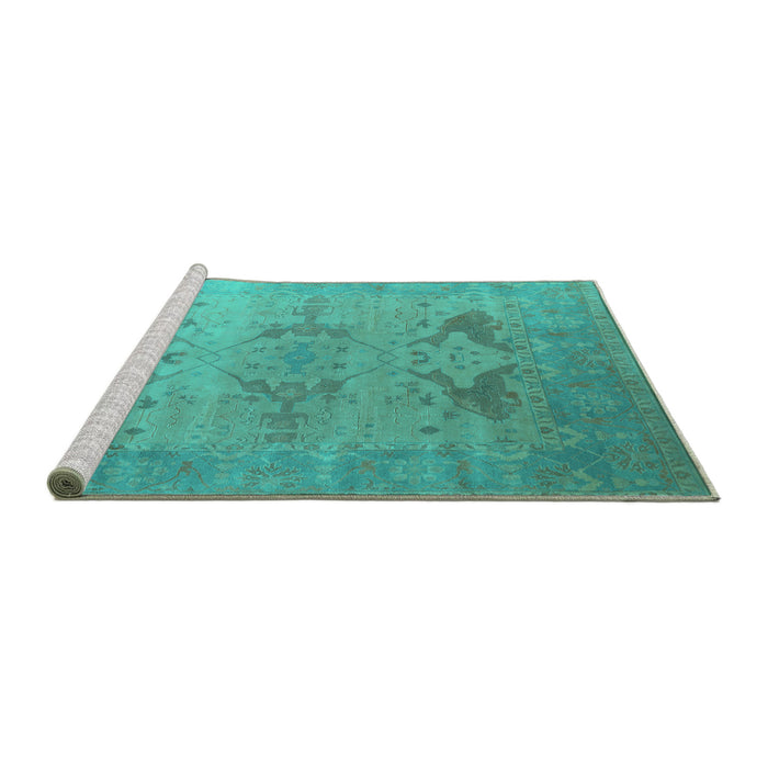 Sideview of Machine Washable Oriental Turquoise Industrial Area Rugs, wshurb1607turq
