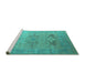 Sideview of Machine Washable Oriental Turquoise Industrial Area Rugs, wshurb1607turq