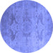 Round Oriental Blue Industrial Rug, urb1607blu