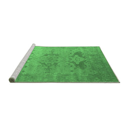 Sideview of Machine Washable Oriental Emerald Green Industrial Area Rugs, wshurb1607emgrn