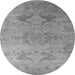 Round Machine Washable Oriental Gray Industrial Rug, wshurb1607gry