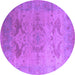 Round Oriental Purple Industrial Rug, urb1607pur